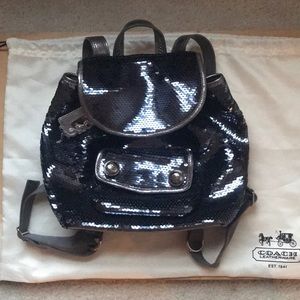 Coach Sequin Mini Backpack w/ Dustbag & Keychains